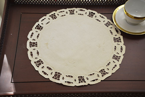 Pearled Ivory color Dynasty Cutworks Round Doilies 14" Round